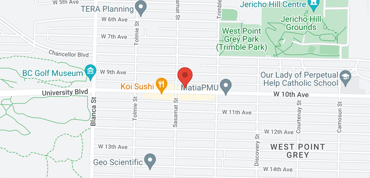 map of 208 4479 W 10TH AVENUE
